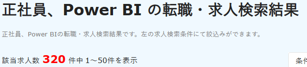 求人数の検索結果(Power BI)